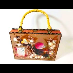 Gorgeous Rare Boho Purse/Rattan Handle